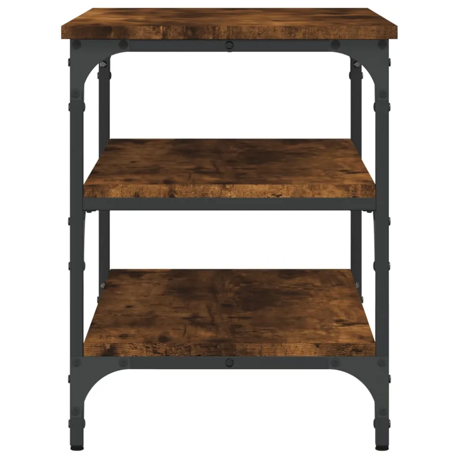 Banc à chaussures chêne fumé 70x38,5x49 cm bois d'ingénierie - 6