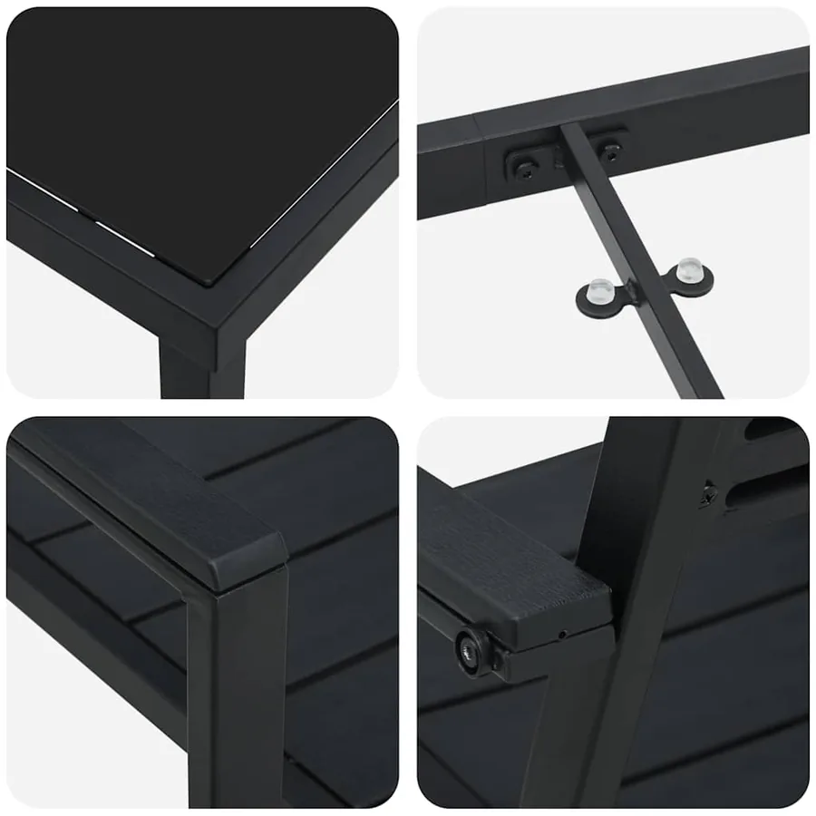 Ensemble de salle à manger pour jardin 3 pcs Noir - 9