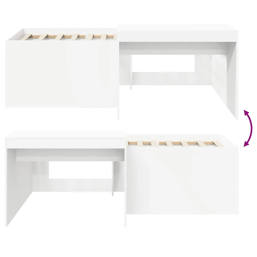 Lit haut pour enfants avec bureau Blanc Bois d'ingénierie - 8