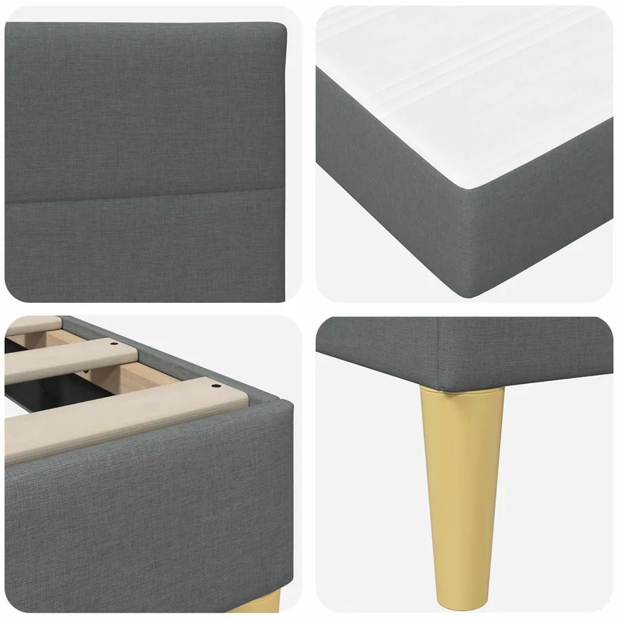 Cadre de lit Gris foncé 80 x 200 cm Polyester - 9
