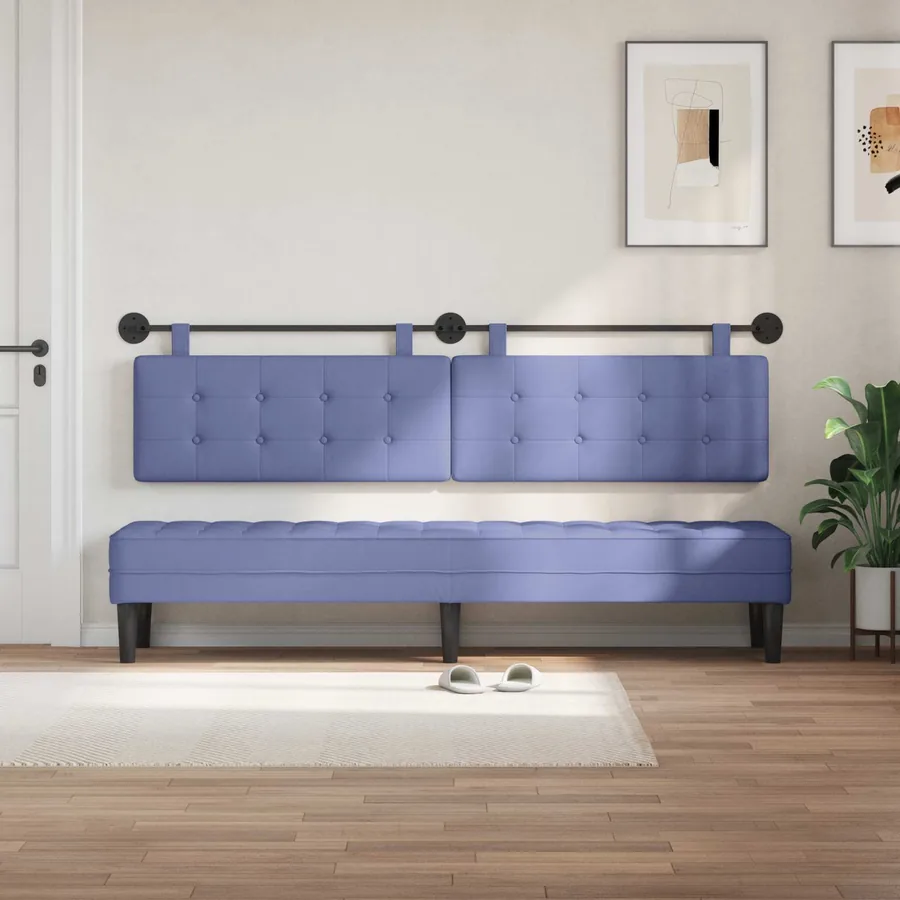 Tête de lit suspendue Bleu denim Tissu - 3