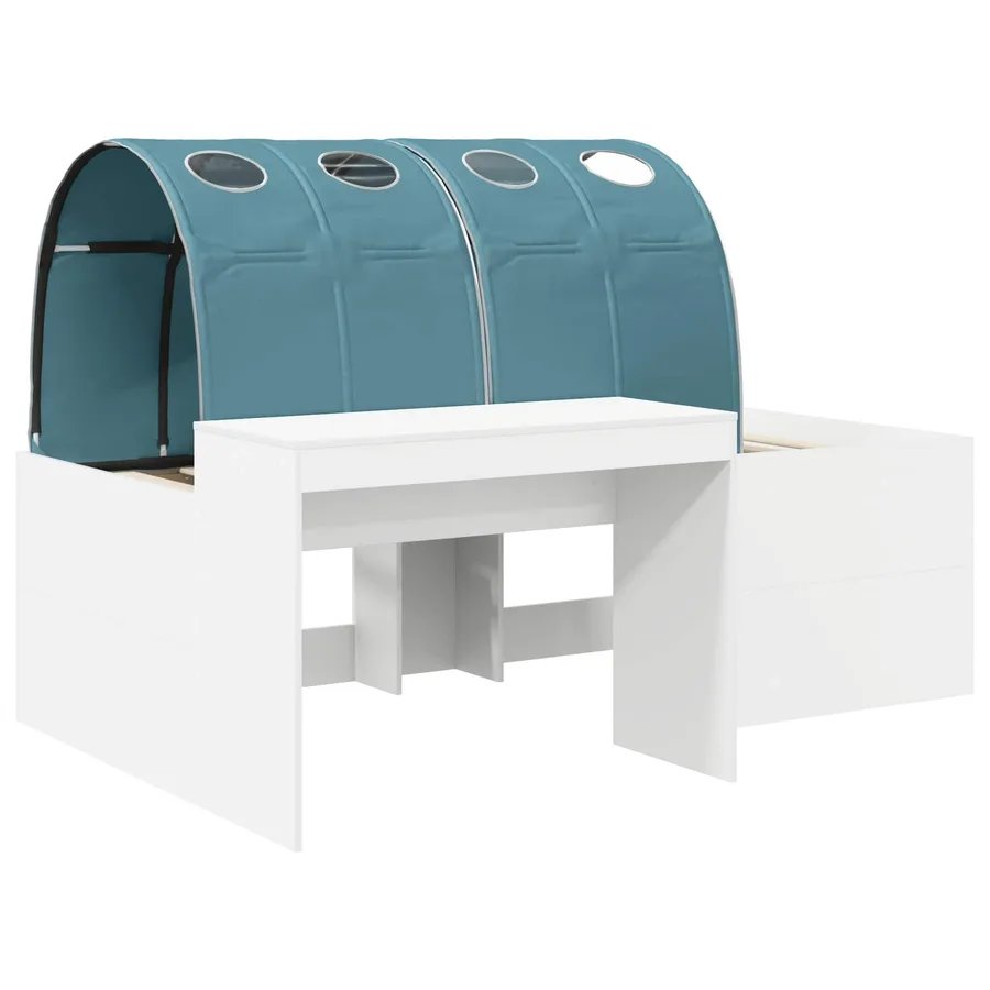 Lit haut pour enfants avec bureau 3 pc Blanc et bleu clair - 3