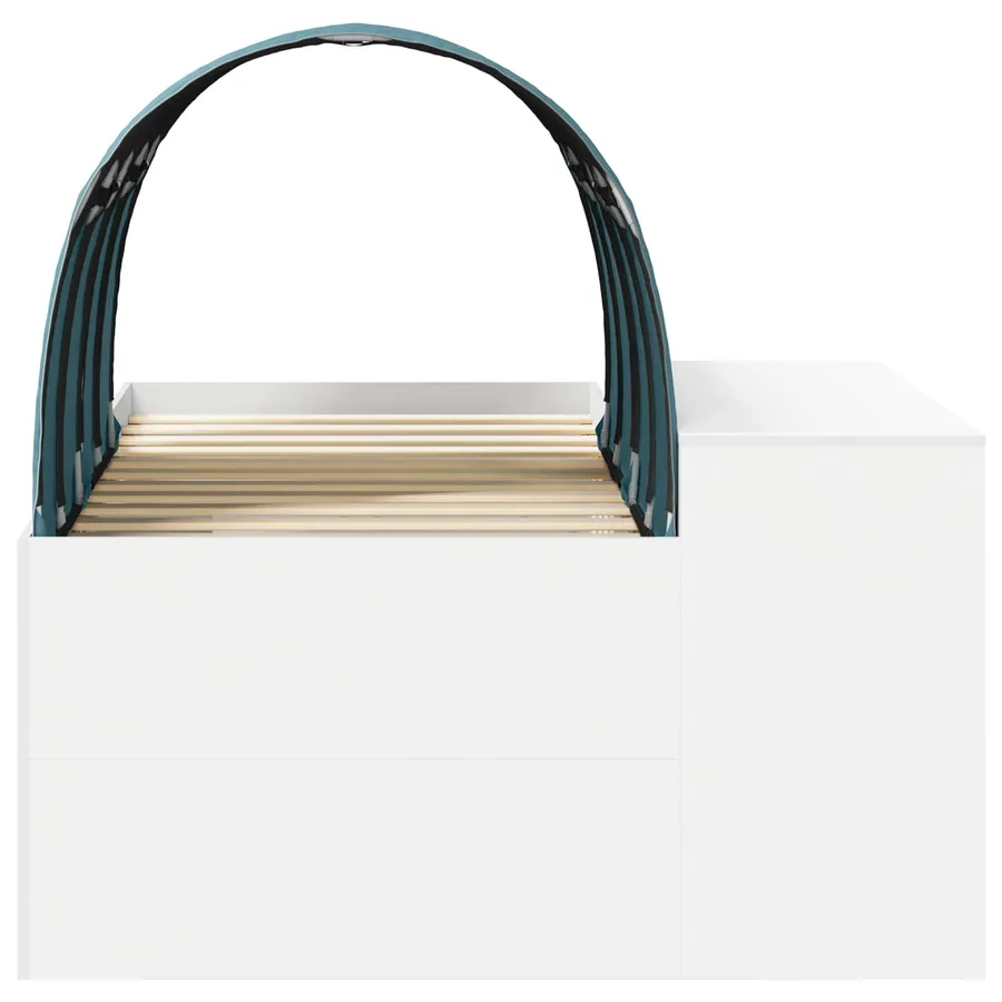 Lit haut pour enfants avec bureau 3 pc Blanc et bleu clair - 7