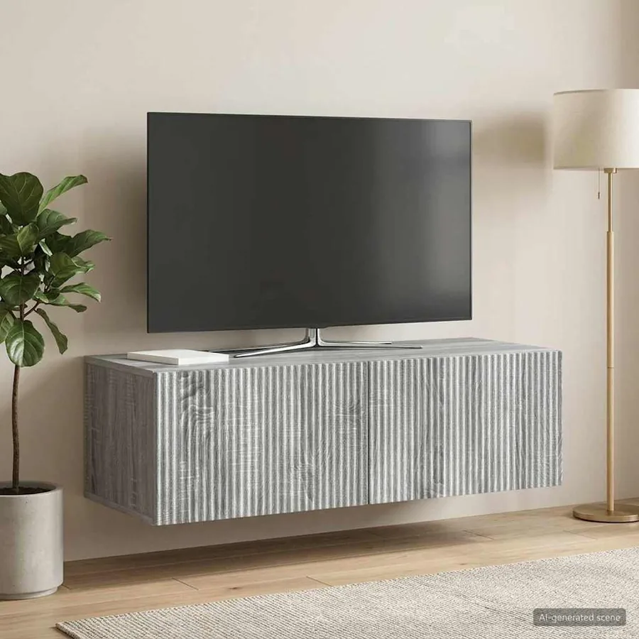 Meuble TV mural Sonoma gris 98 x 41 x 30 cm Bois d'ingénierie - 4