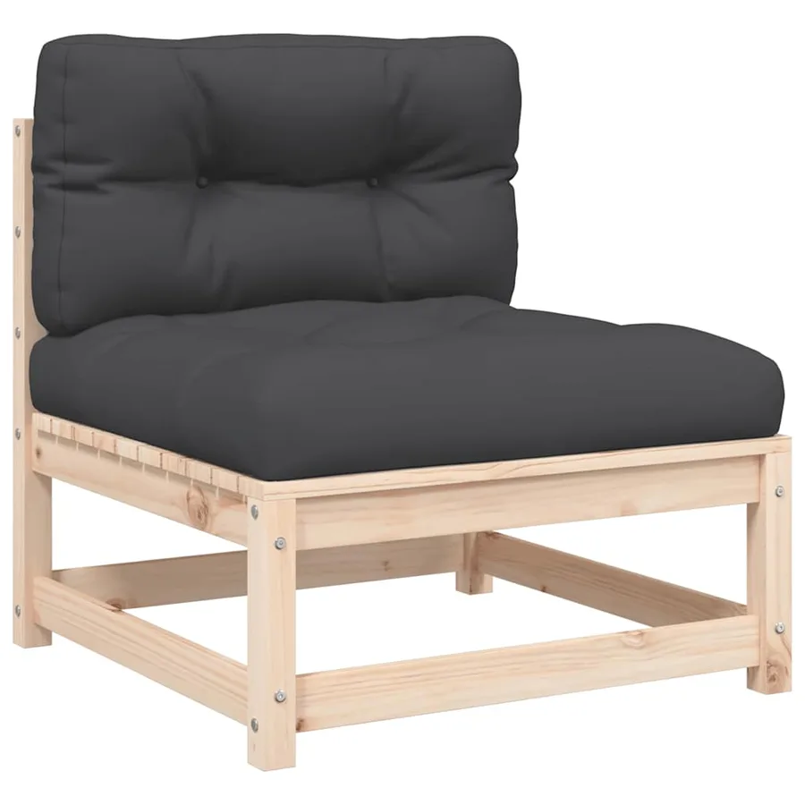 Canapés de jardin sans accoudoirs coussins 2pcs bois massif pin - 5