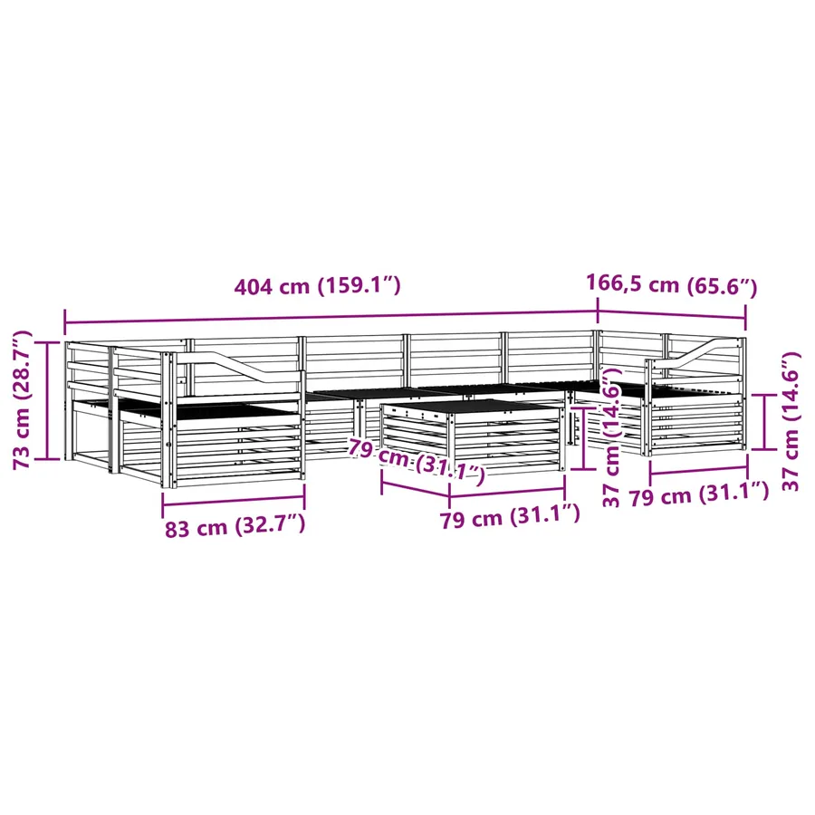 Ensemble de canapés d'extérieur 8 pcs Naturel - 10