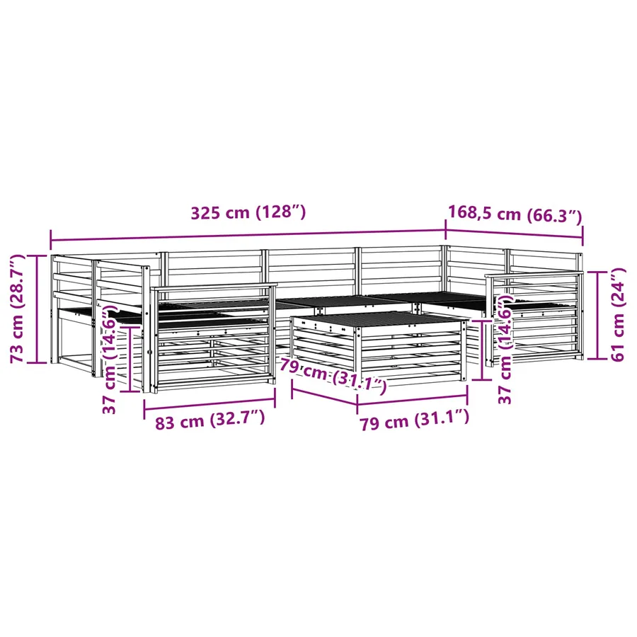 Ensemble de canapés d'extérieur 7 pcs Naturel - 8