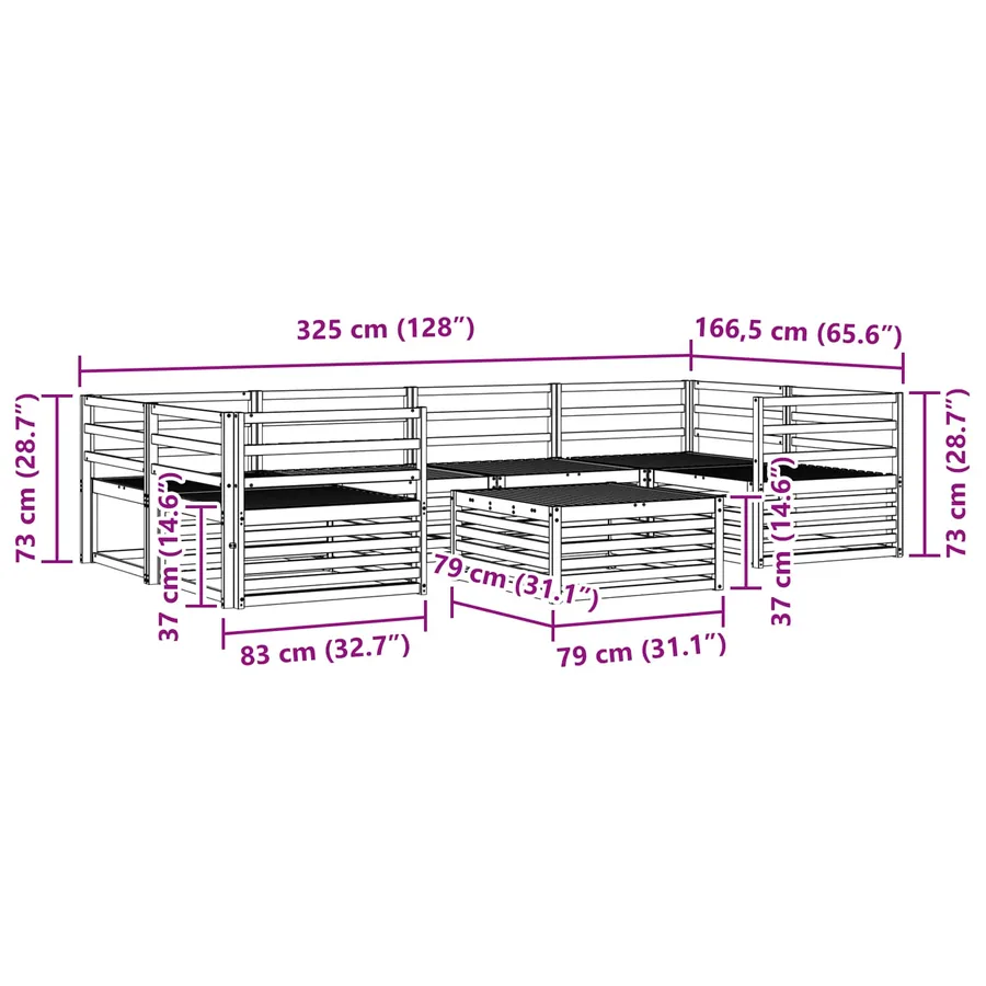 Ensemble de canapés d'extérieur 7 pcs Naturel - 10