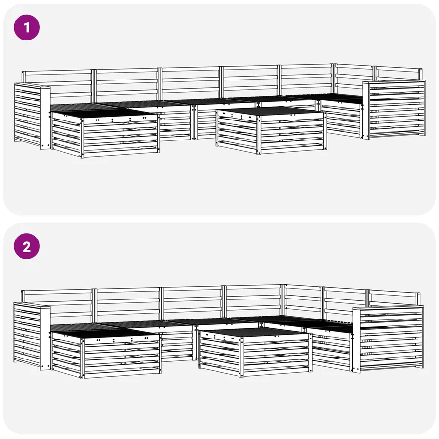 Ensemble de canapés d'extérieur 8 pcs Naturel - 10