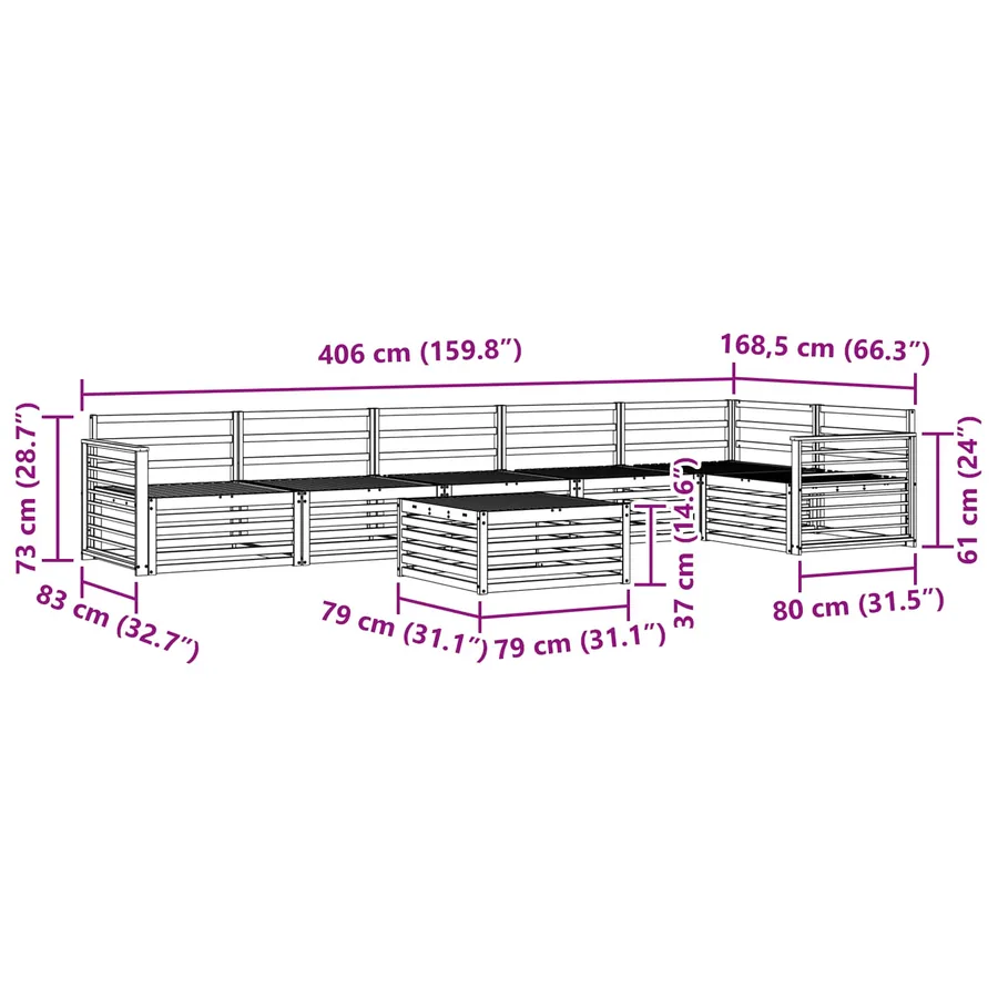 Ensemble de canapés d'extérieur 7 pcs Naturel - 10