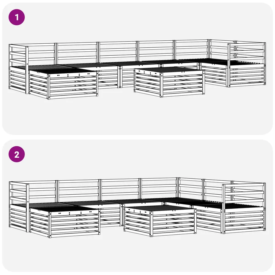 Ensemble de canapés d'extérieur 8 pcs Naturel - 8