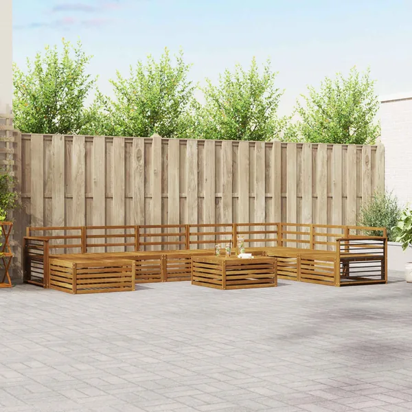 Ensembles de canapés 9 pcs Naturel Bois d'Acacia Massif