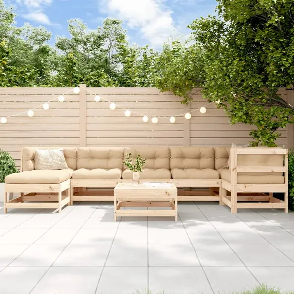 Salon de jardin 8 pcs Bois de pin massif