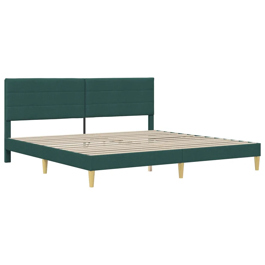 Cadre de lit avec tête de lit Vert foncé 200 x 200 cm Tissu - 3