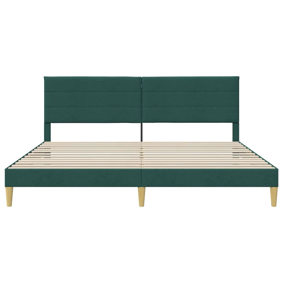 Cadre de lit avec tête de lit Vert foncé 200 x 200 cm Tissu - 4