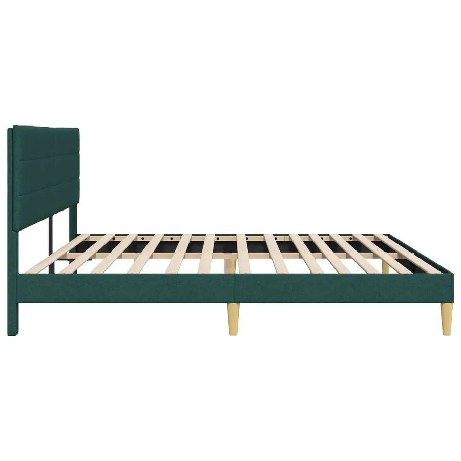 Cadre de lit avec tête de lit Vert foncé 200 x 200 cm Tissu - 5