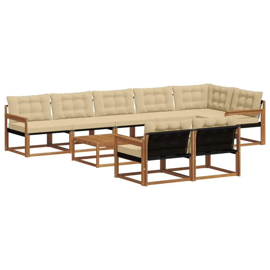 Ensemble de canapés d'extérieur 9 pcs Naturel et Beige - 2