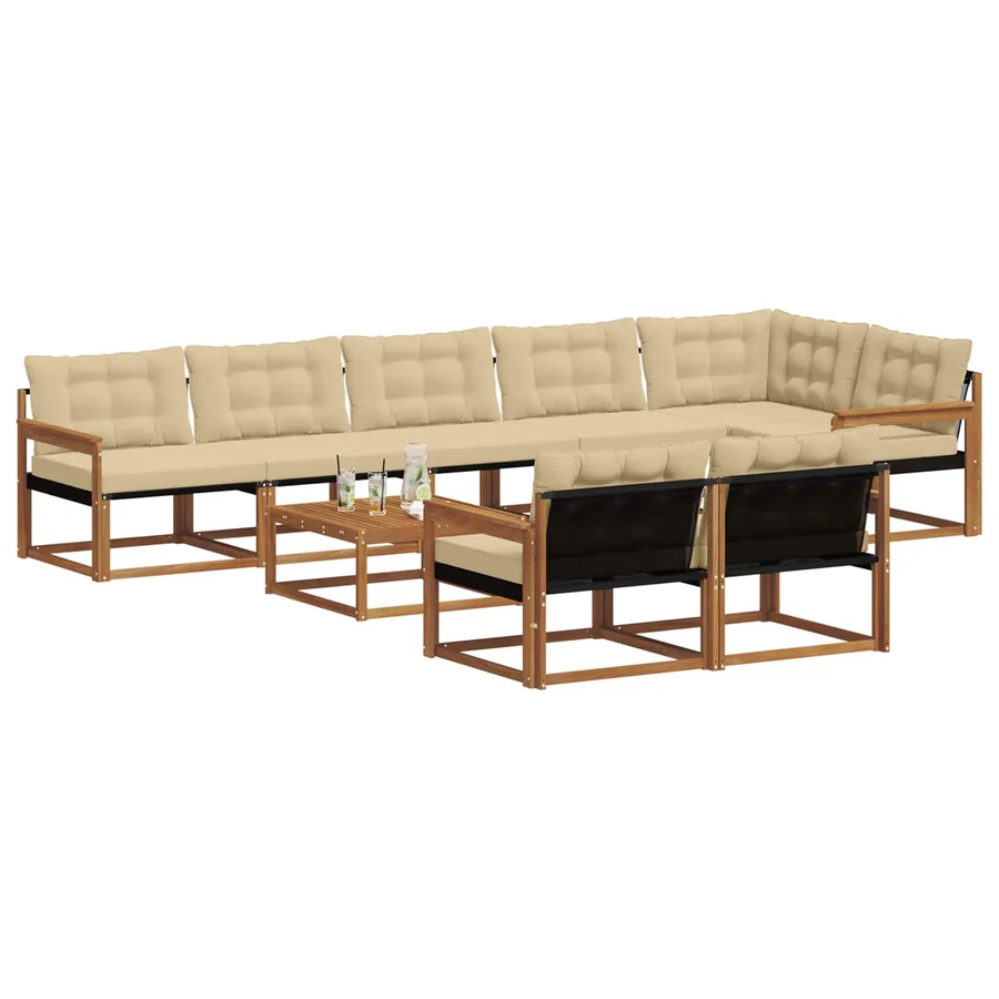 Ensemble de canapés d'extérieur 9 pcs Naturel et Beige - 3