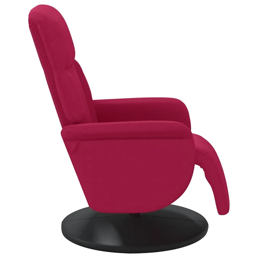 Fauteuil inclinable avec repose-pied rouge bordeaux velours - 4