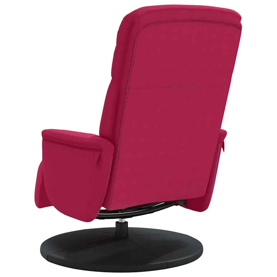 Fauteuil inclinable avec repose-pied rouge bordeaux velours - 5