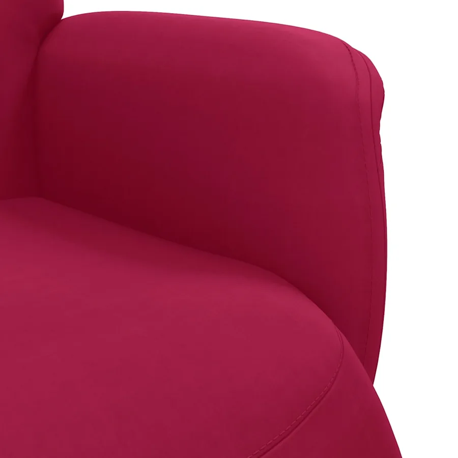 Fauteuil inclinable avec repose-pied rouge bordeaux velours - 7