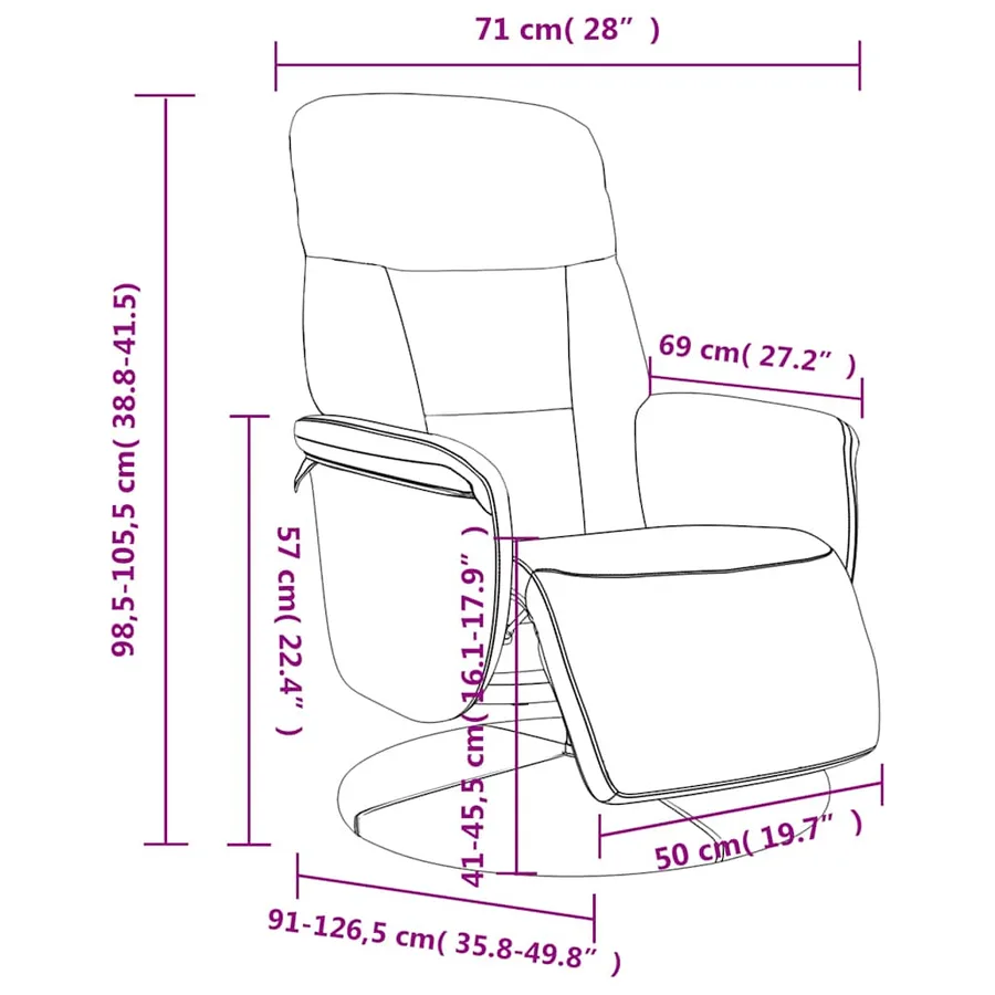 Fauteuil inclinable avec repose-pied rouge bordeaux velours - 9