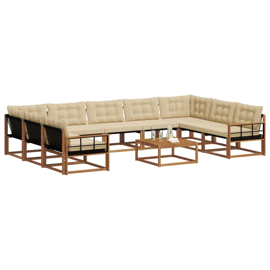 Ensemble de canapés d'extérieur 10 pcs Naturel et Beige - 3