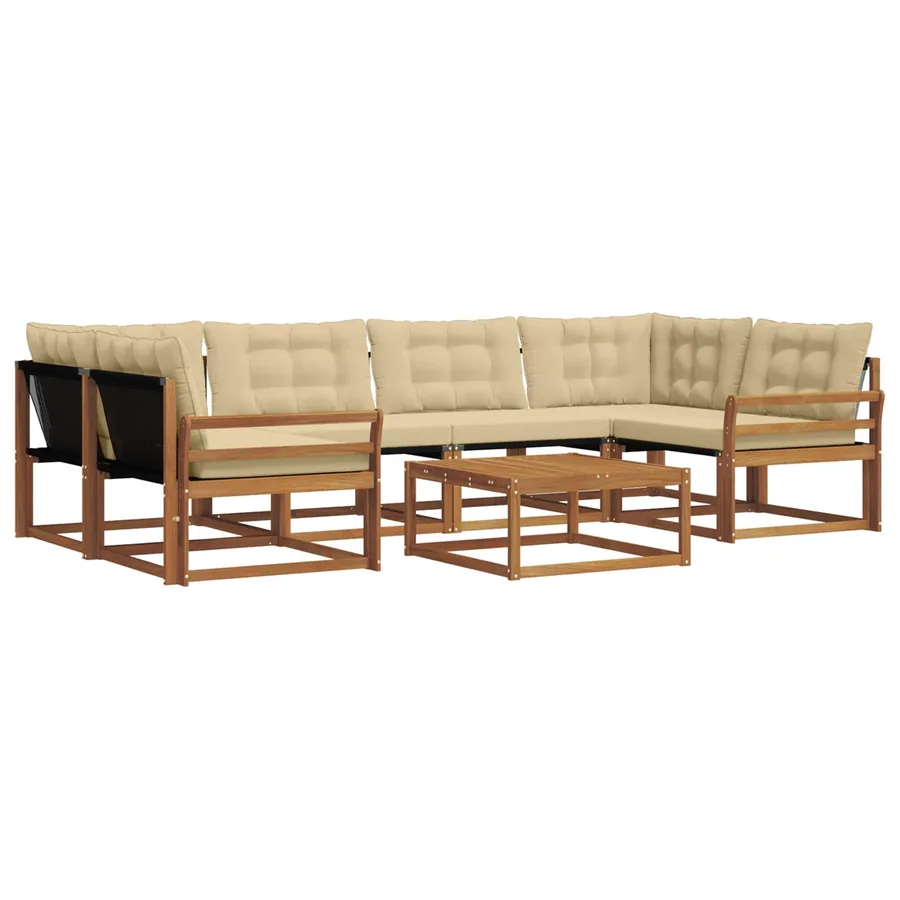 Ensemble de canapés d'extérieur 7 pcs Naturel et Beige - 2