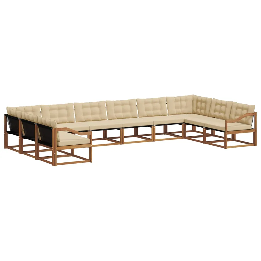 Ensemble de canapés d'extérieur 10 pcs Naturel et Beige - 2
