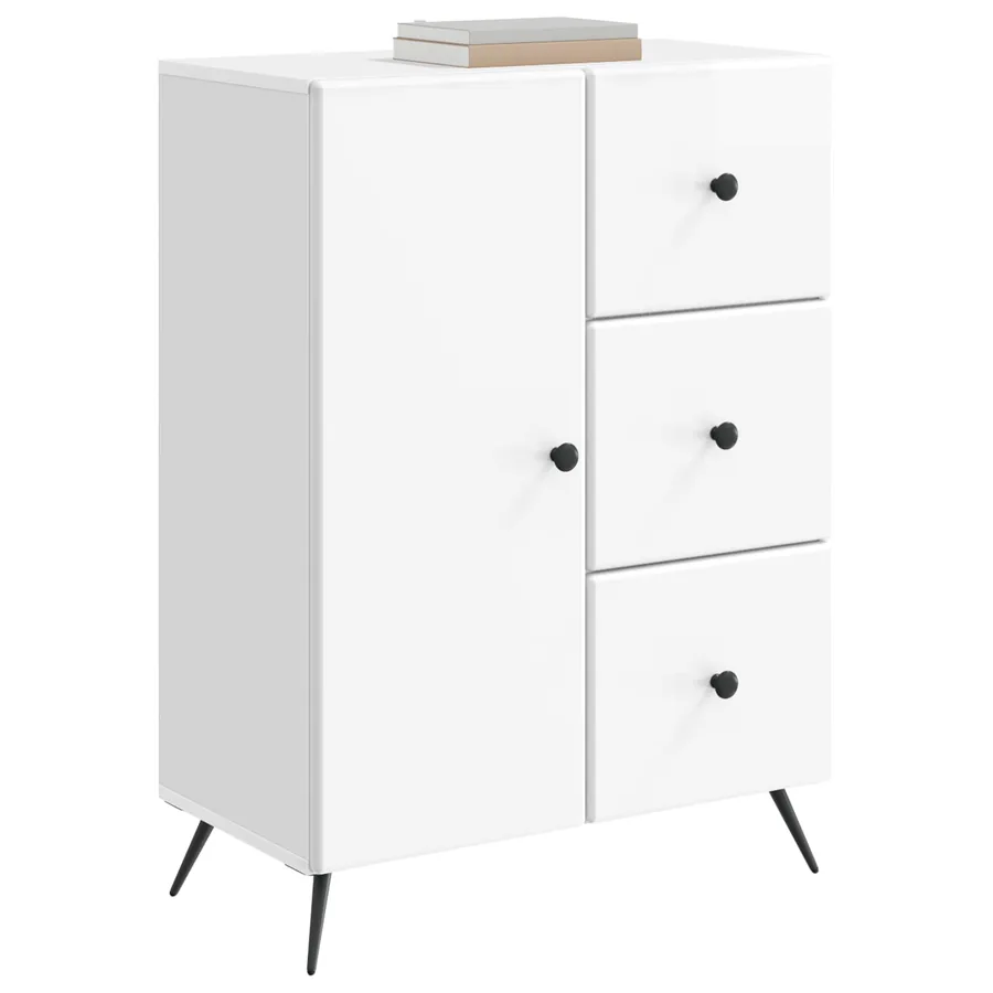 Buffet Blanc brillant 66 x 34,5 x 90 cm Bois d'ingénierie - 3