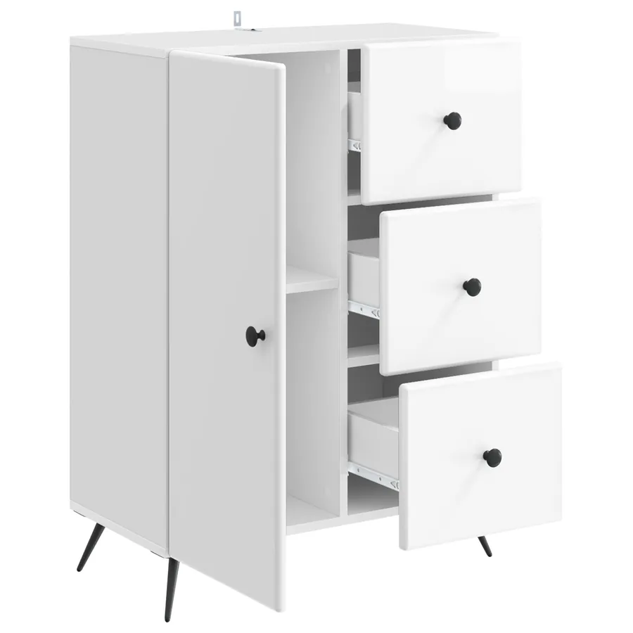 Buffet Blanc brillant 66 x 34,5 x 90 cm Bois d'ingénierie - 5