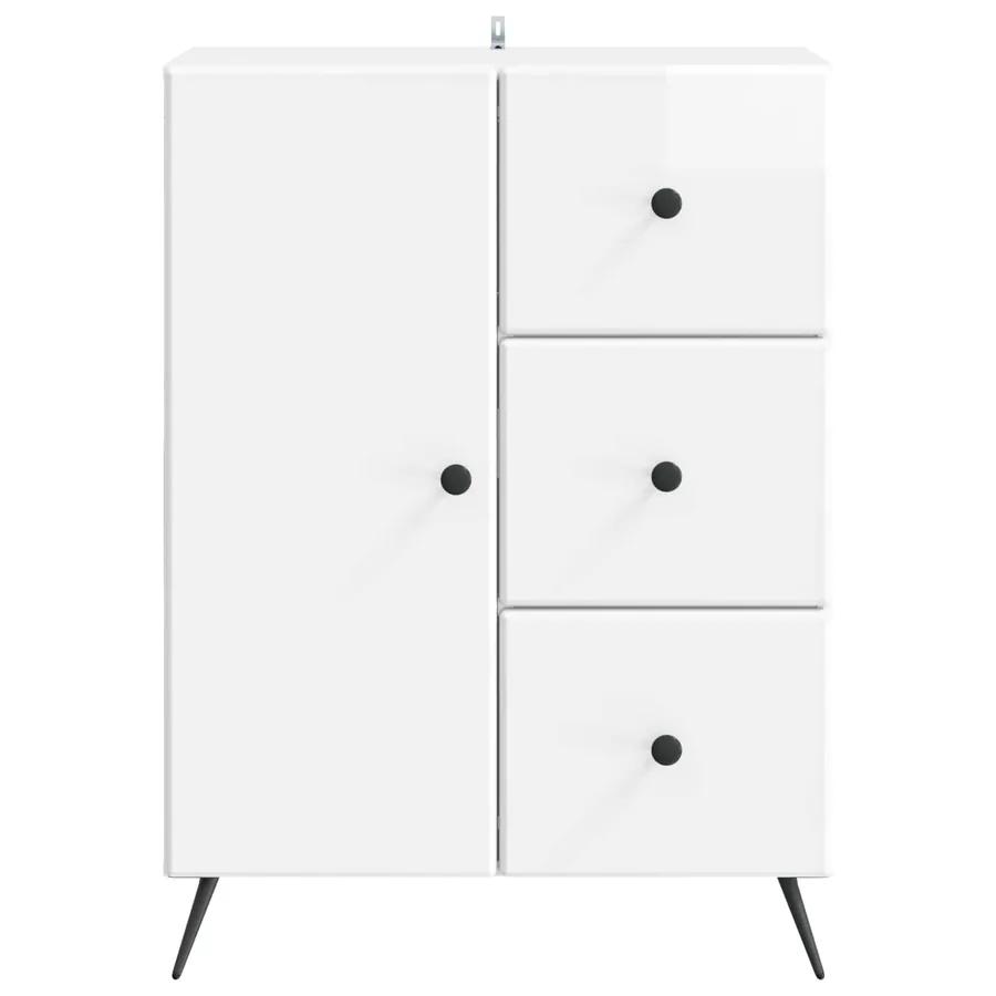 Buffet Blanc brillant 66 x 34,5 x 90 cm Bois d'ingénierie - 6