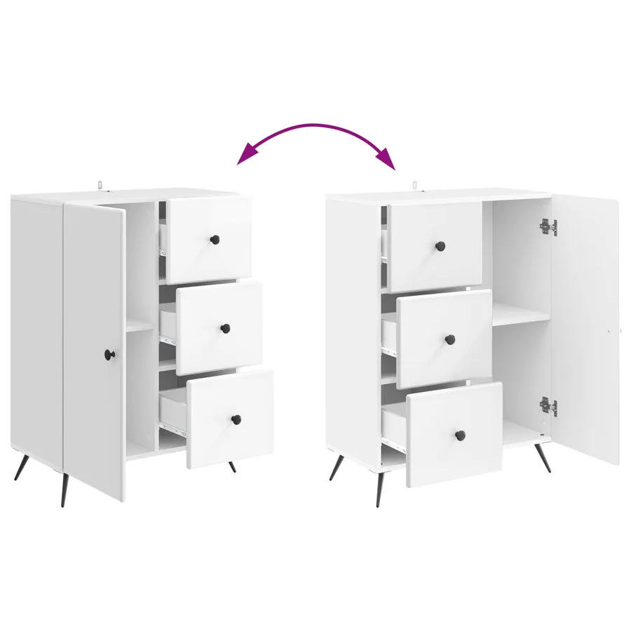 Buffet Blanc brillant 66 x 34,5 x 90 cm Bois d'ingénierie - 8