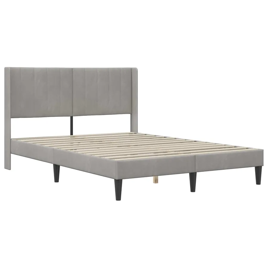 Cadre de lit avec matelas Gris clair 120 x 200 cm Velours - 4