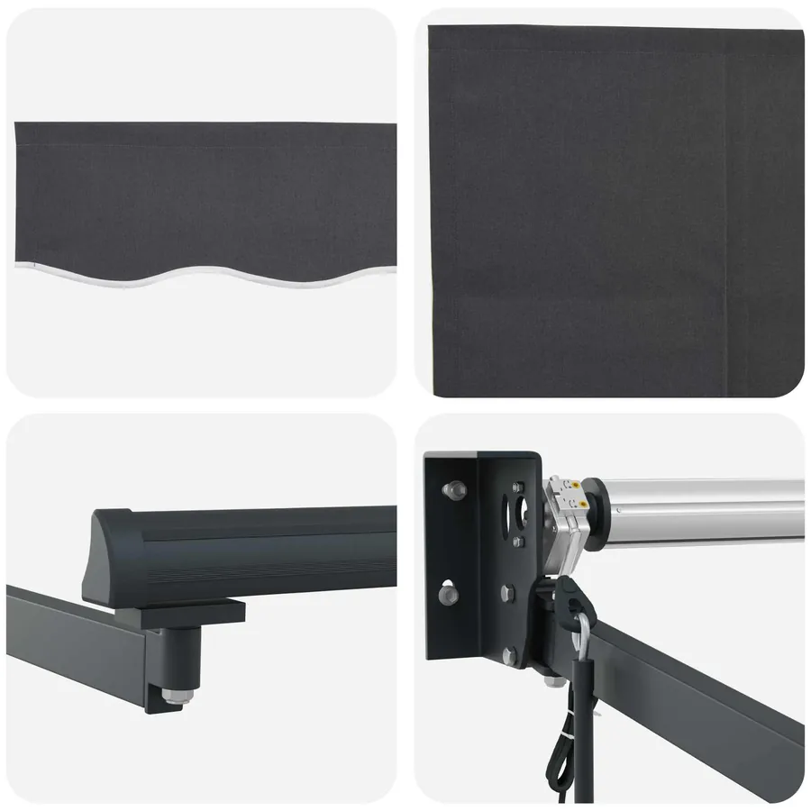 Auvent rétractable Anthracite 4 x 2 m Polyester et métal - 7