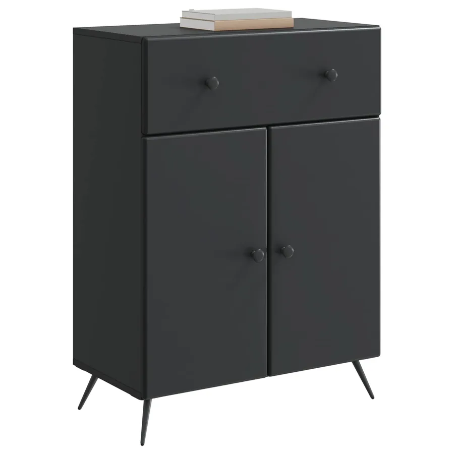 Buffet avec tiroir Noir 66 x 34,5 x 90 cm Bois d'ingénierie - 3