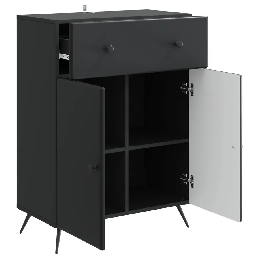 Buffet avec tiroir Noir 66 x 34,5 x 90 cm Bois d'ingénierie - 5