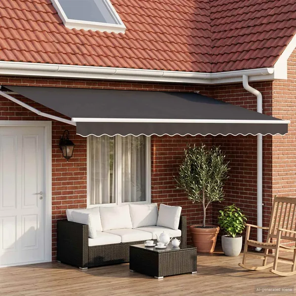 Auvent rétractable électrique Anthracite et blanc 4 x 2 m