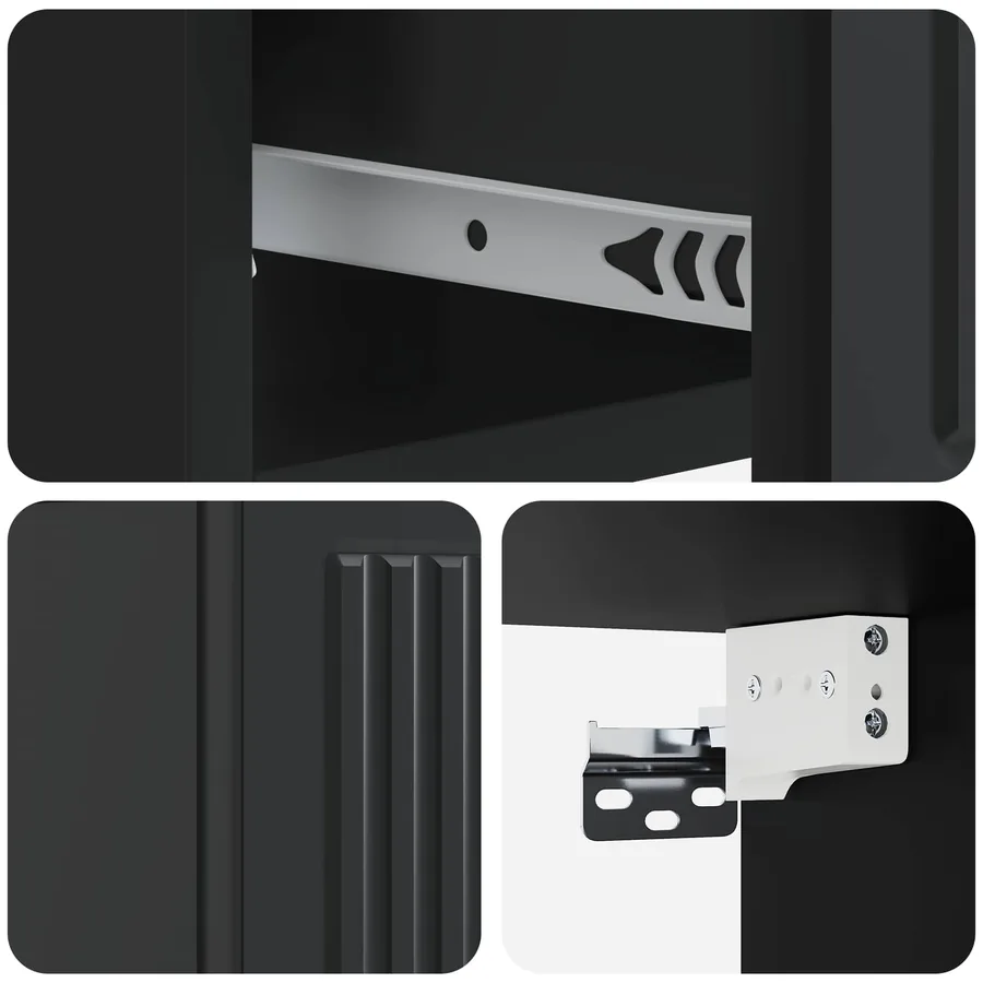 Cabinet de chevet mural 2 pcs Noir 33 x 34,5 x 20 cm - 8