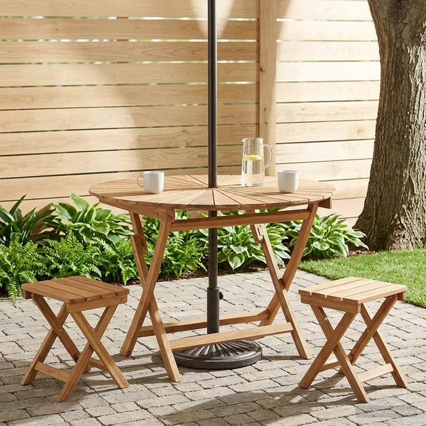 Table de jardin pliante Naturel Ø 110 x 75 cm