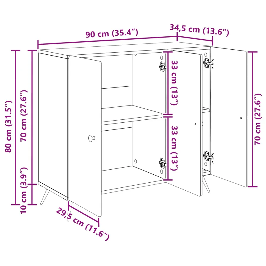 Buffet Gris béton 89 x 34,5 x 80 cm Bois d'ingénierie - 12
