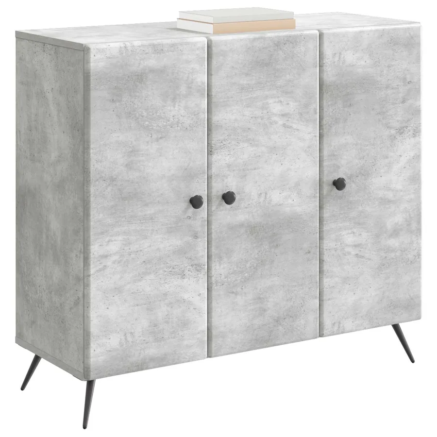 Buffet Gris béton 89 x 34,5 x 80 cm Bois d'ingénierie - 3