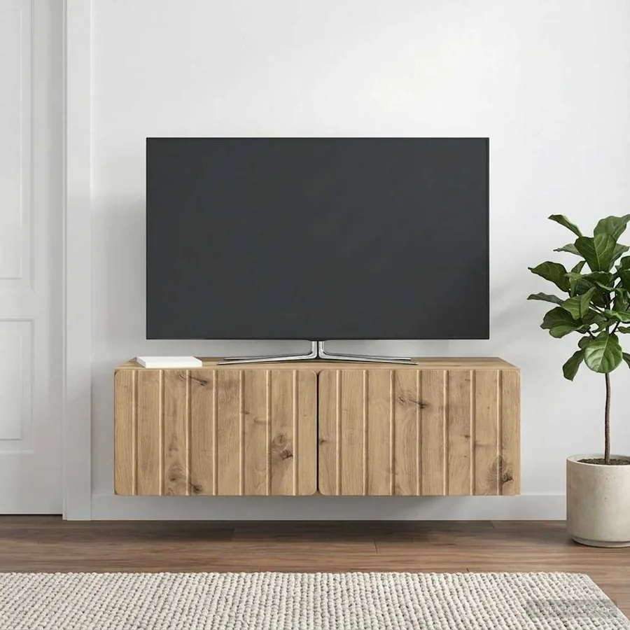 Meuble TV mural 98 x 41 x 30 cm Chêne artisanal