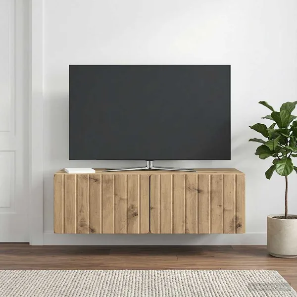 Meuble TV mural 98 x 41 x 30 cm Chêne artisanal