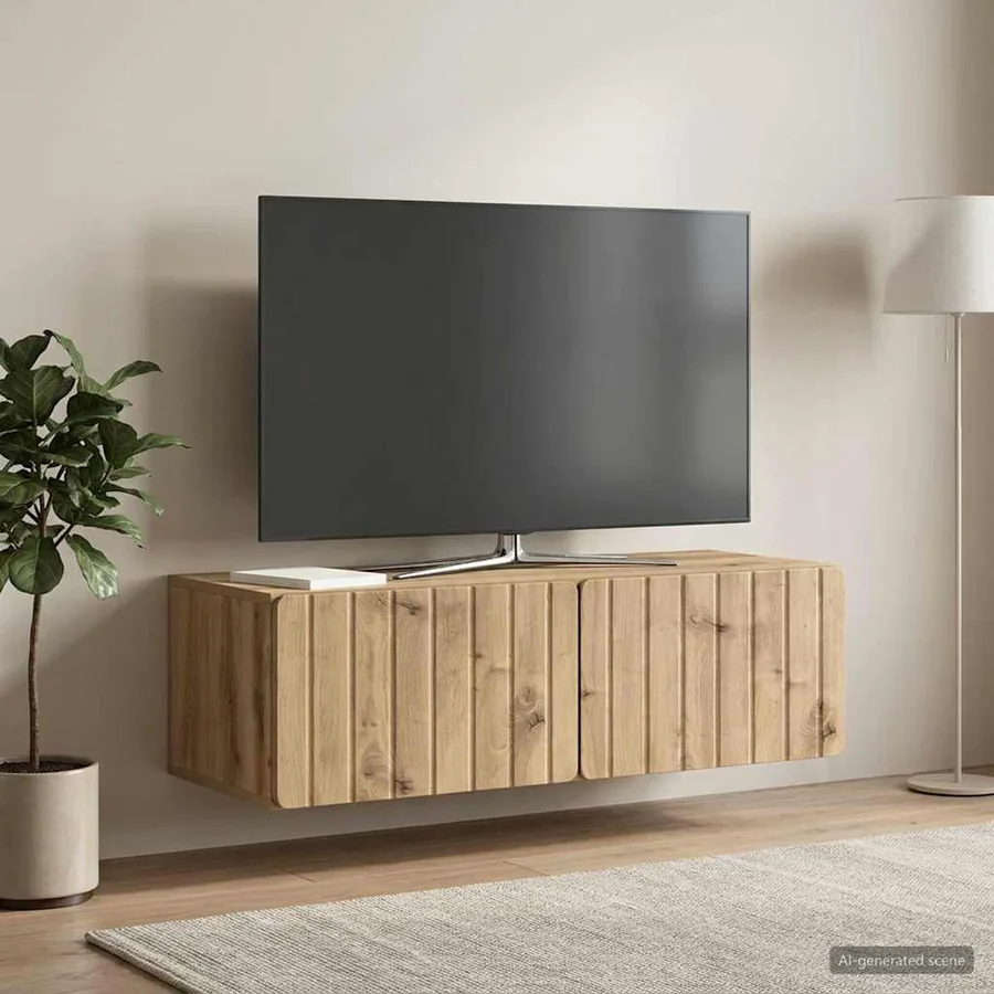 Meuble TV mural 98 x 41 x 30 cm Chêne artisanal - 4