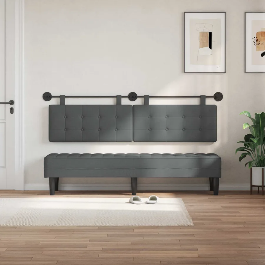 Tête de lit suspendue Gris foncé Tissu - 3