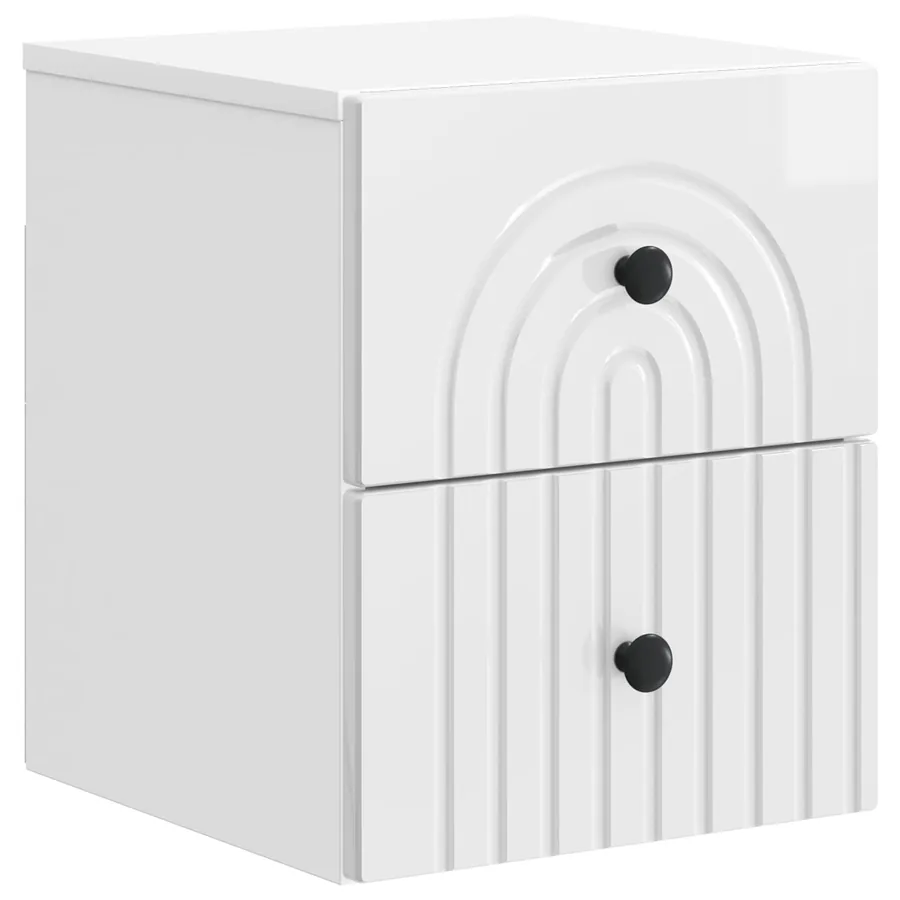 Cabinet de chevet mural Blanc brillant 33 x 34,5 x 40 cm - 2