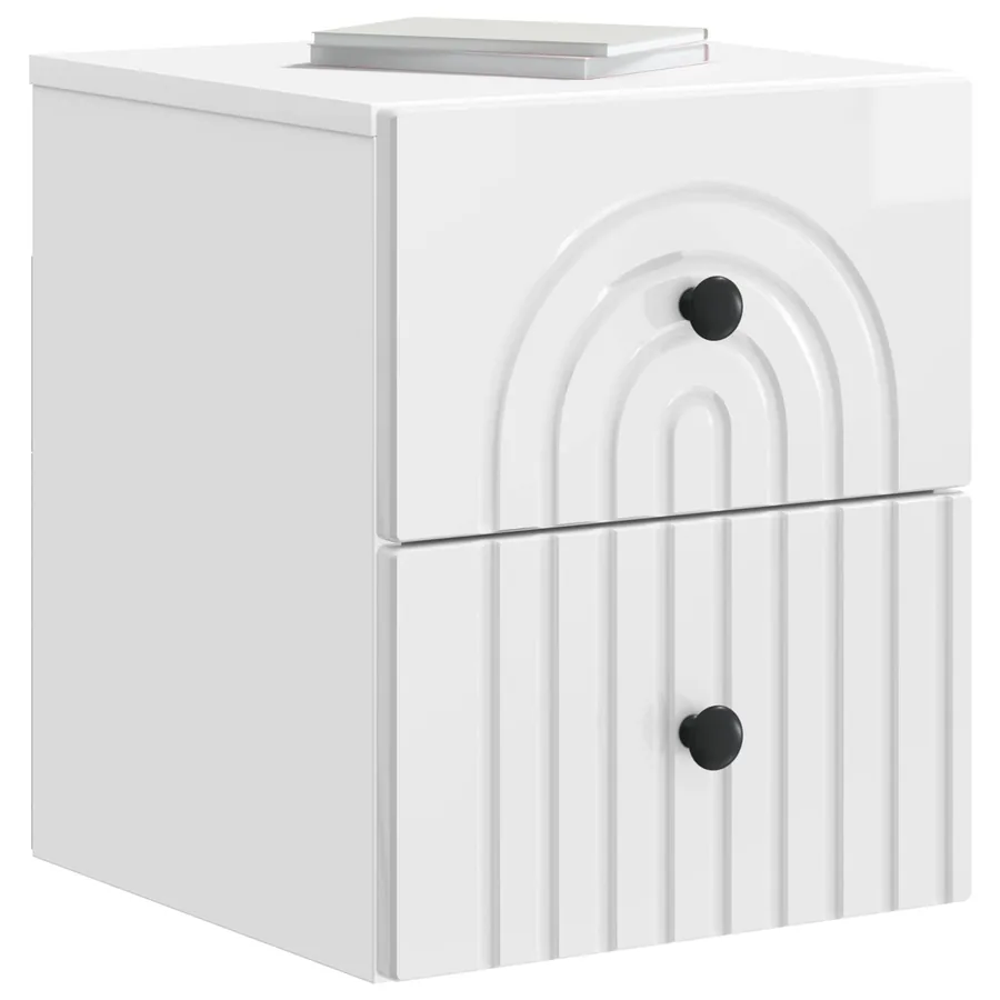 Cabinet de chevet mural Blanc brillant 33 x 34,5 x 40 cm - 3
