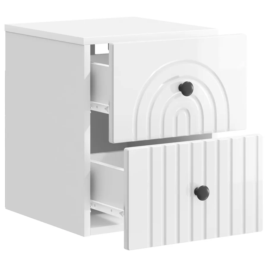 Cabinet de chevet mural Blanc brillant 33 x 34,5 x 40 cm - 4