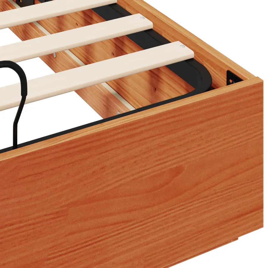 Cadre de lit ottoman avec rangement Brun cire 160 x 200 cm - 10
